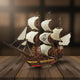 Puzzle 3D du Black Pearl Blanc en bois, assemblé.