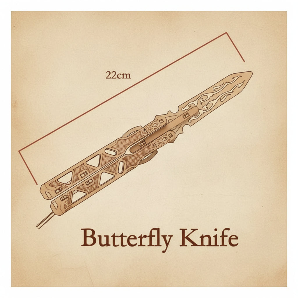 Puzzle en bois 3D d'un couteau papillon élégant, 22 cm. - vue 2