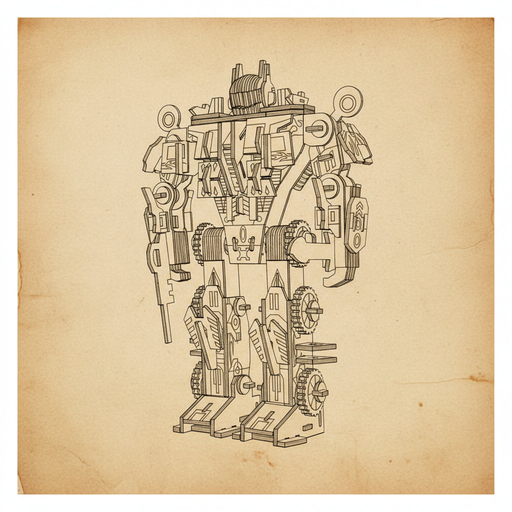 Puzzle 3D de robot futuriste en bois avec détails mécaniques. - vue 2