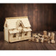 Puzzle 3D de villa de poupée en bois détaillé.