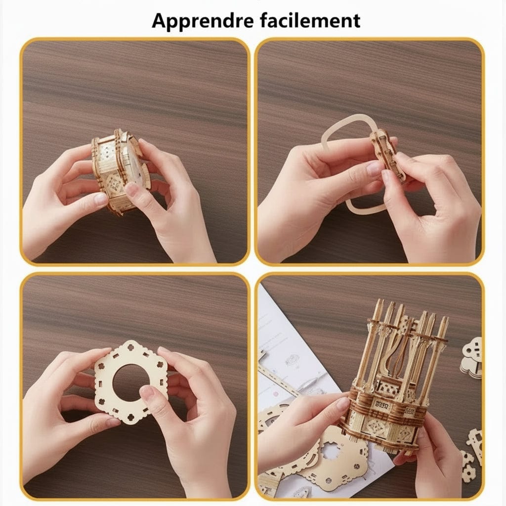 Puzzle 3D de ville flottante avec tours blanches et ponts. - vue 3
