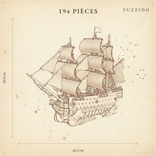 Puzzle 3D en Bois Bateau HMS Victory — plan technique.