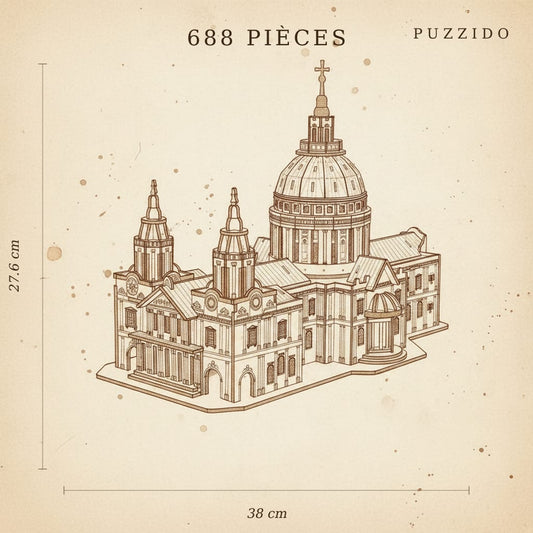 Puzzle 3D de la Cathédrale Saint-Paul en bois, assemblé - vue 2