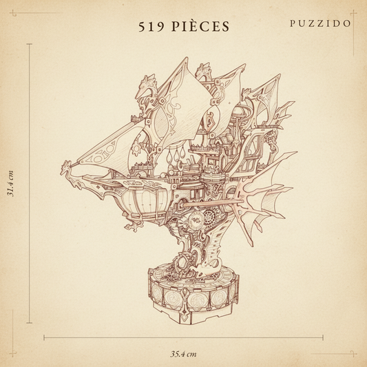Puzzle 3D du Vaisseau Féerique en bois, assemblé - vue 2