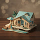 Puzzle 3D du Maison Bali, vue studio sur surface en noyer