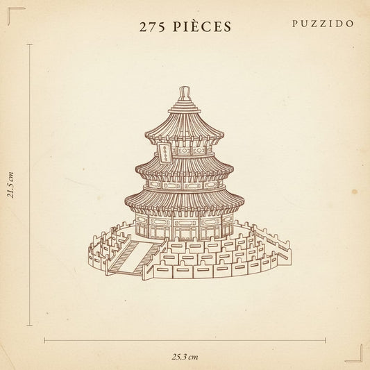 Puzzle 3D du Temple du ciel, plan technique avec dimensions