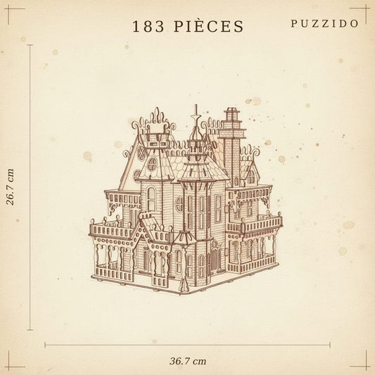 Puzzle 3D de la Villa Rose en bois, assemblé - vue 2