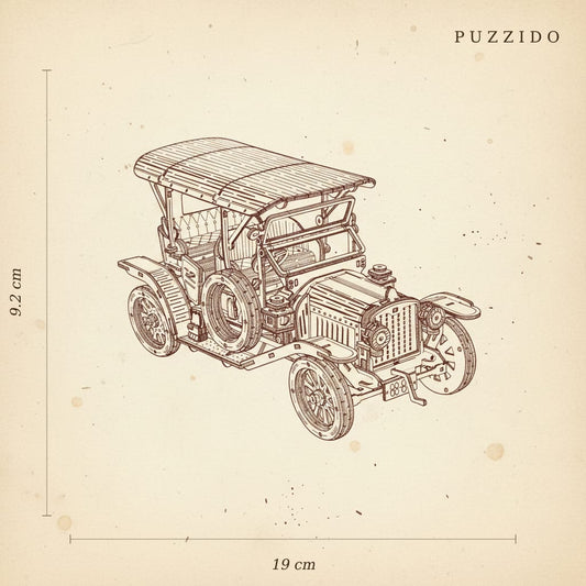 Puzzle 3D de la Voiture Vintage en bois, assemblé - vue 2