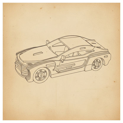 Puzzle 3D en bois d'une Aston Martin avec détails fins. - vue 2