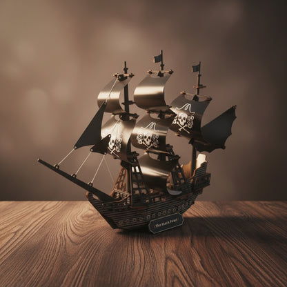 Puzzle 3D du Bateau Black Pearl en bois, assemblé.
