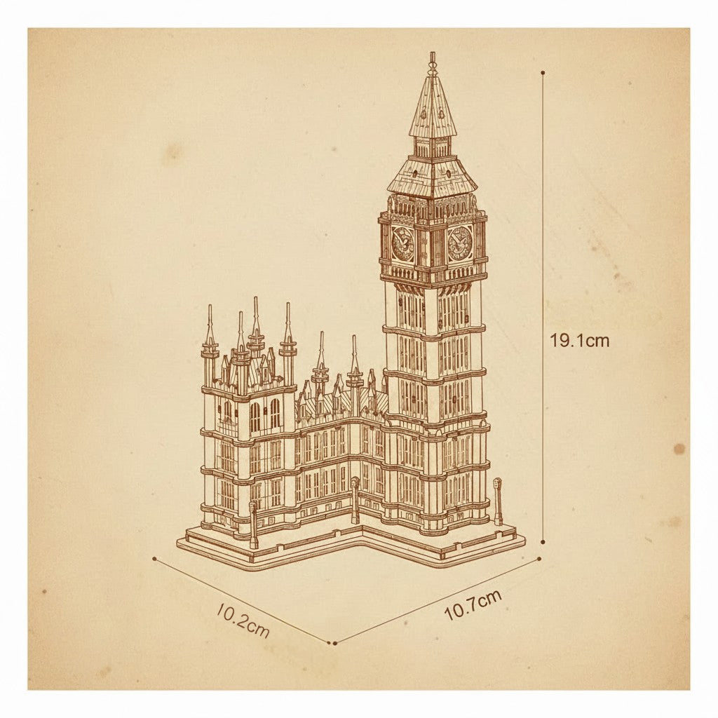 Puzzle 3D en bois de Big Ben avec lumières - vue 2