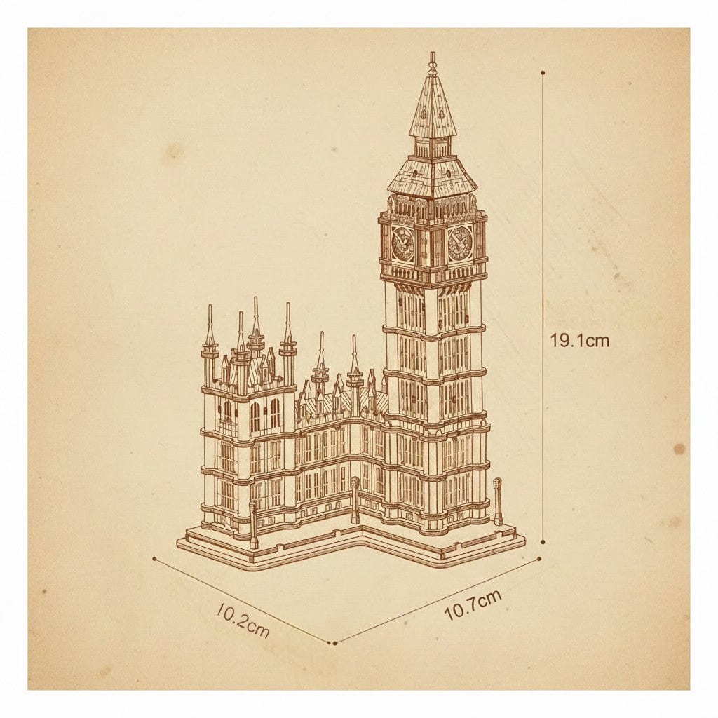 Puzzle 3D en bois de Big Ben avec lumières - vue 2