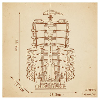 Puzzle 3D de fusée spatiale en bois avec détails réalistes. - vue 2