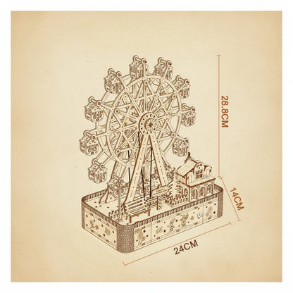 Puzzle 3D en bois de grande roue musicale avec cabines. - vue 2