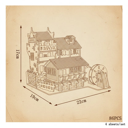 Puzzle 3D d'une maison chinoise traditionnelle en bois. - vue 2