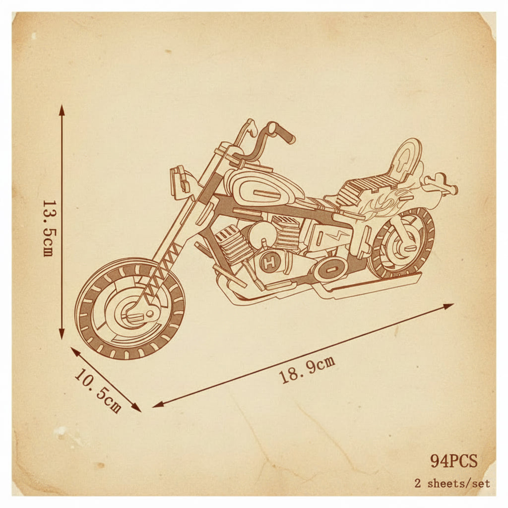 Puzzle 3D en bois de moto. - vue 2