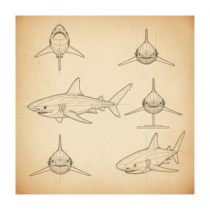 Puzzle 3D en bois d'un requin détaillé sur base circulaire. - vue 2