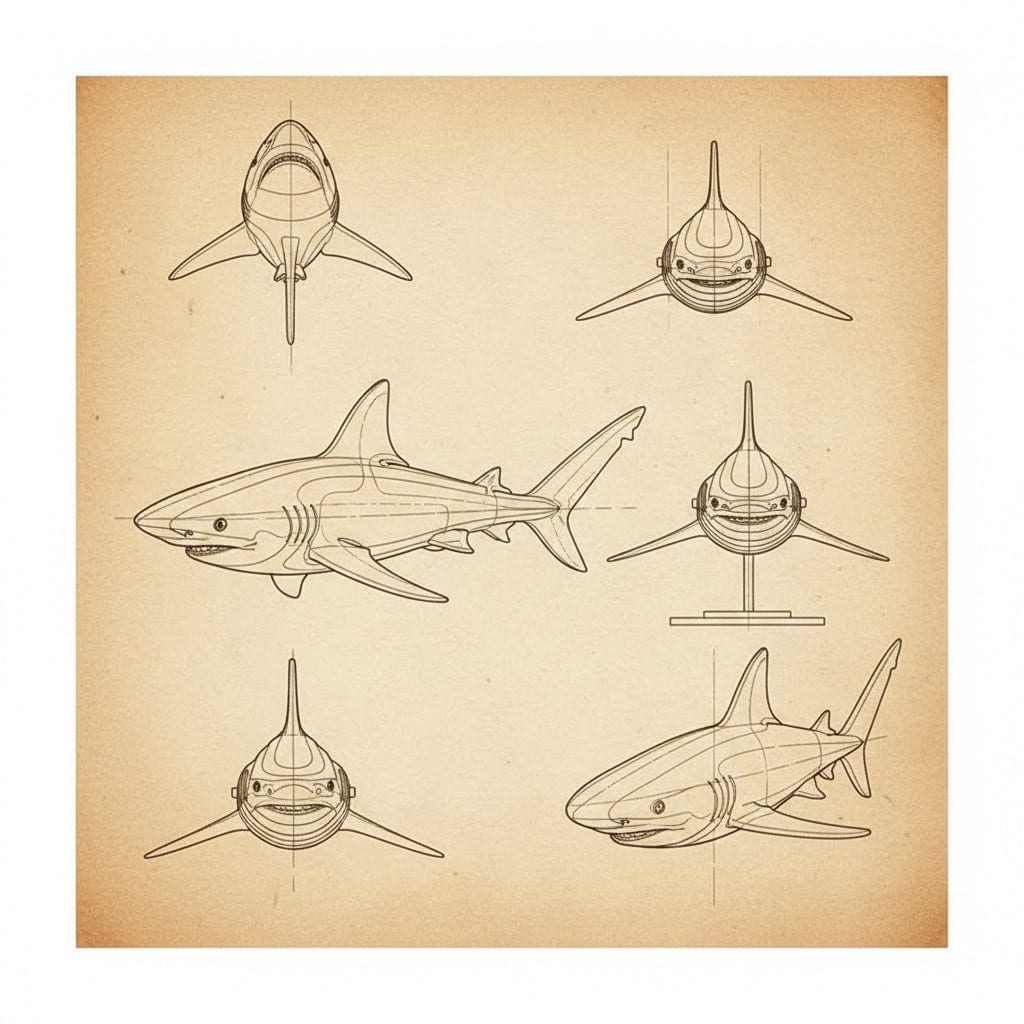 Puzzle 3D en bois d'un requin détaillé sur base circulaire. - vue 2