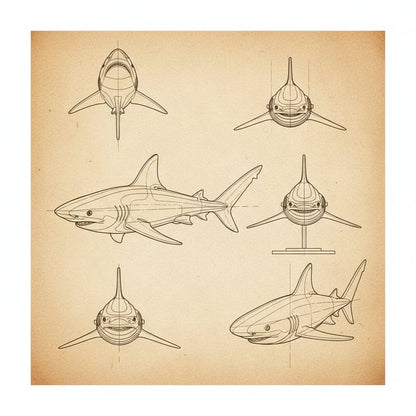 Puzzle 3D en bois d'un requin détaillé sur base circulaire. - vue 2