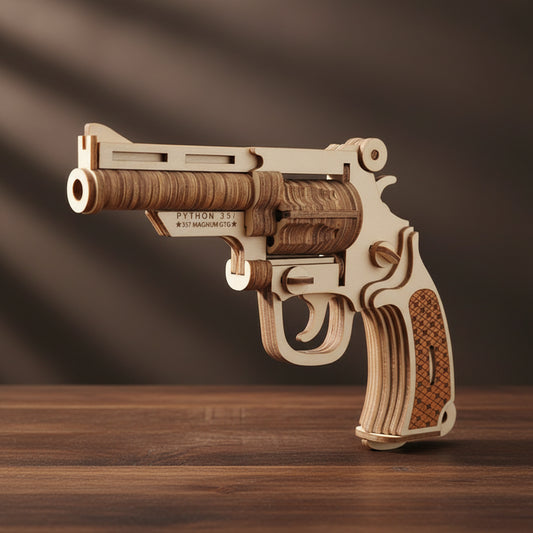 Puzzle 3D en bois représentant un revolver Python 351 357 Magnum GTG
