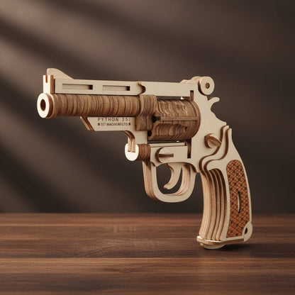 Puzzle 3D en bois représentant un revolver Python 351 357 Magnum GTG