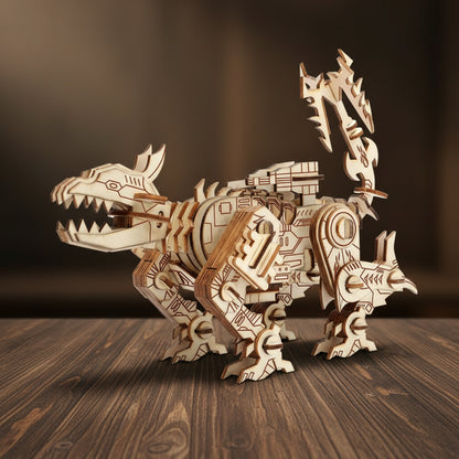 Puzzle 3D en bois de dinosaure robot avec détails mécaniques