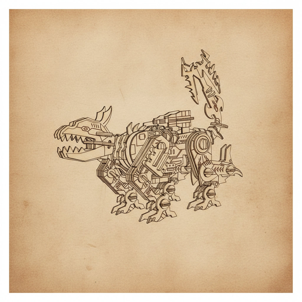 Puzzle 3D en bois de dinosaure robot avec détails mécaniques - vue 2