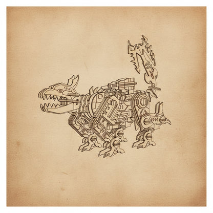 Puzzle 3D en bois de dinosaure robot avec détails mécaniques - vue 2
