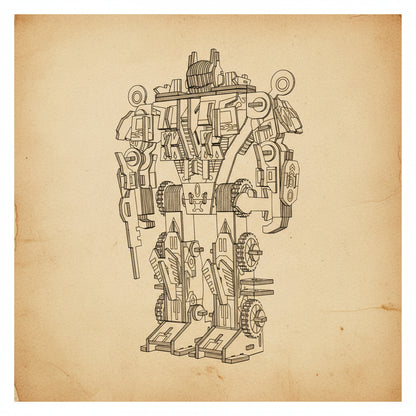 Puzzle 3D de robot futuriste en bois avec détails mécaniques. - vue 2