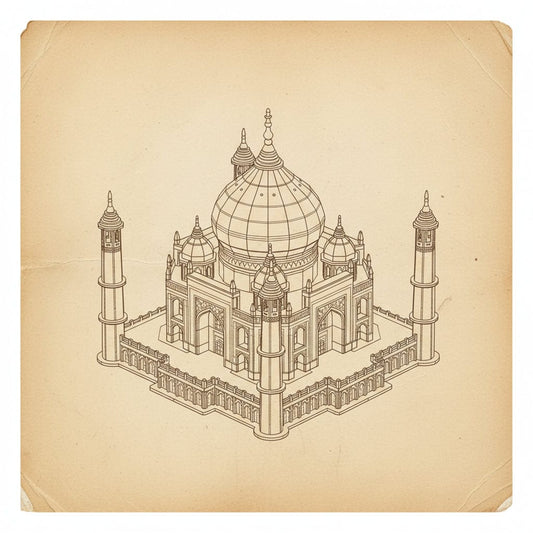 Puzzle 3D en bois du Taj Mahal, détails architecturaux. - vue 2
