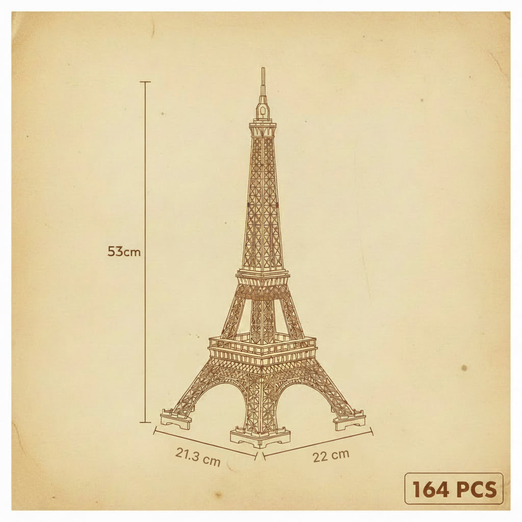 Puzzle 3D de la Tour Eiffel en bois éclairée. - vue 2