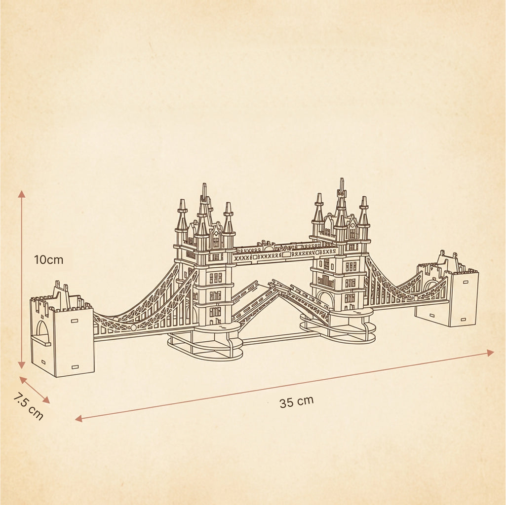 Puzzle 3D en bois du Tower Bridge de Londres, lumineux. - vue 2