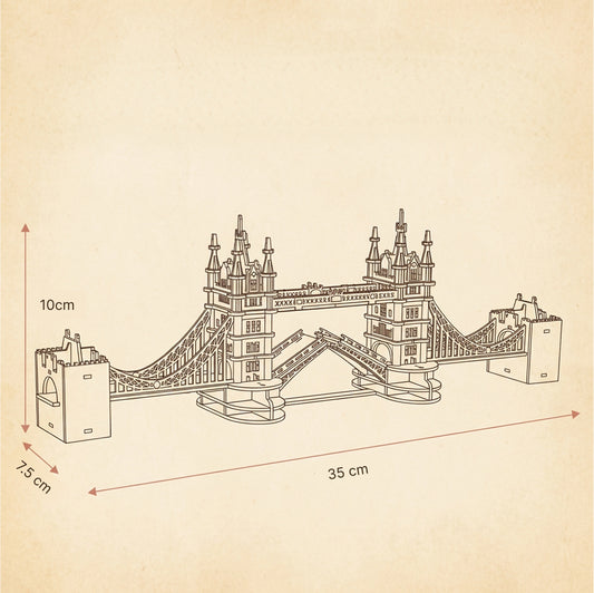 Puzzle 3D en bois du Tower Bridge de Londres, lumineux. - vue 2
