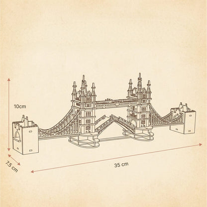 Puzzle 3D en bois du Tower Bridge de Londres, lumineux. - vue 2