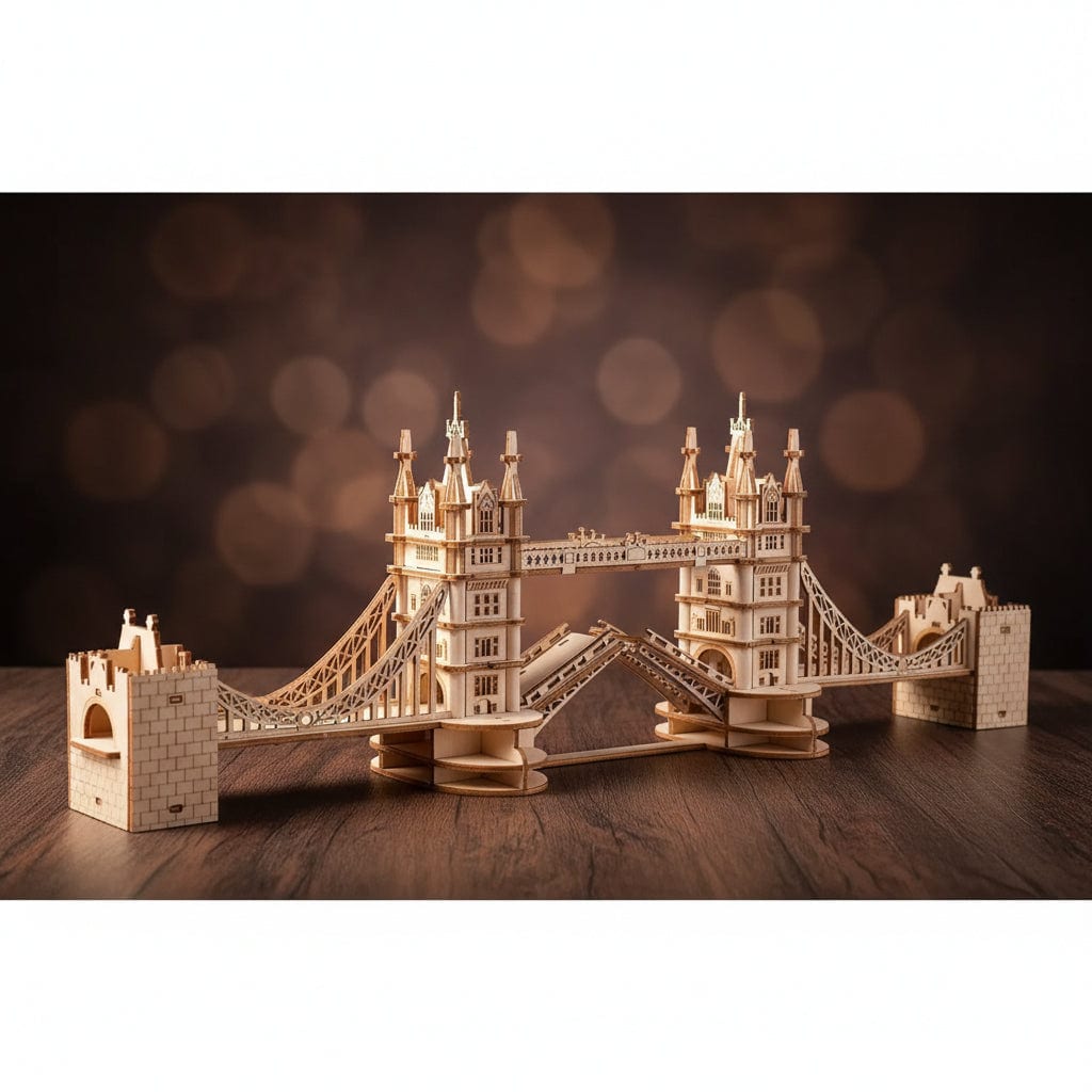 Puzzle 3D en bois du Tower Bridge de Londres, lumineux. - vue 3