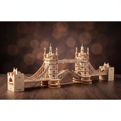 Puzzle 3D en bois du Tower Bridge de Londres, lumineux. - vue 3