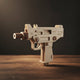 Puzzle en bois 3D Uzi assemblé, finition naturelle, 18.2x13.5x4 cm.