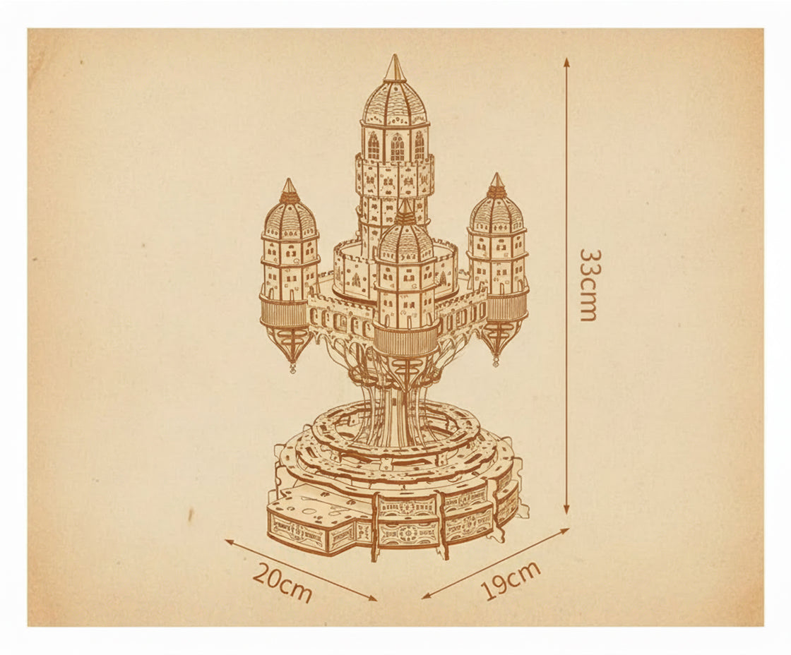 Puzzle 3D de ville flottante avec tours blanches et ponts. - vue 2