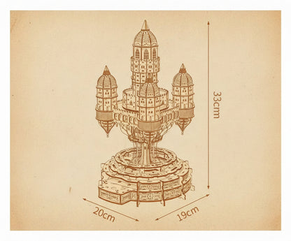 Puzzle 3D de ville flottante avec tours blanches et ponts. - vue 2