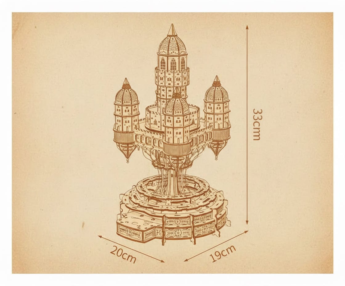 Puzzle 3D de ville flottante avec tours blanches et ponts. - vue 2