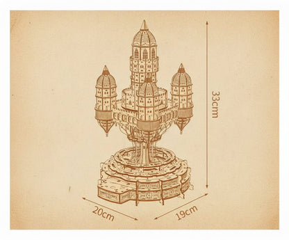Puzzle 3D de ville flottante avec tours blanches et ponts. - vue 2