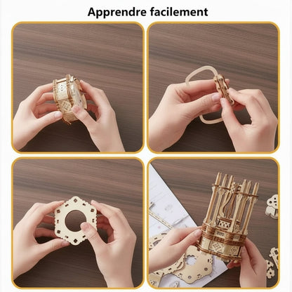 Puzzle 3D de ville flottante avec tours blanches et ponts. - vue 3