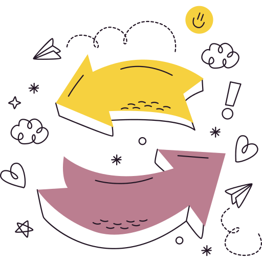 Des flèches représentant l'échange 