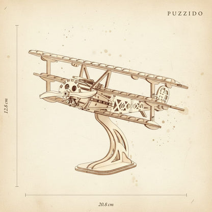 Puzzle 3D Avion biplan — plan technique.