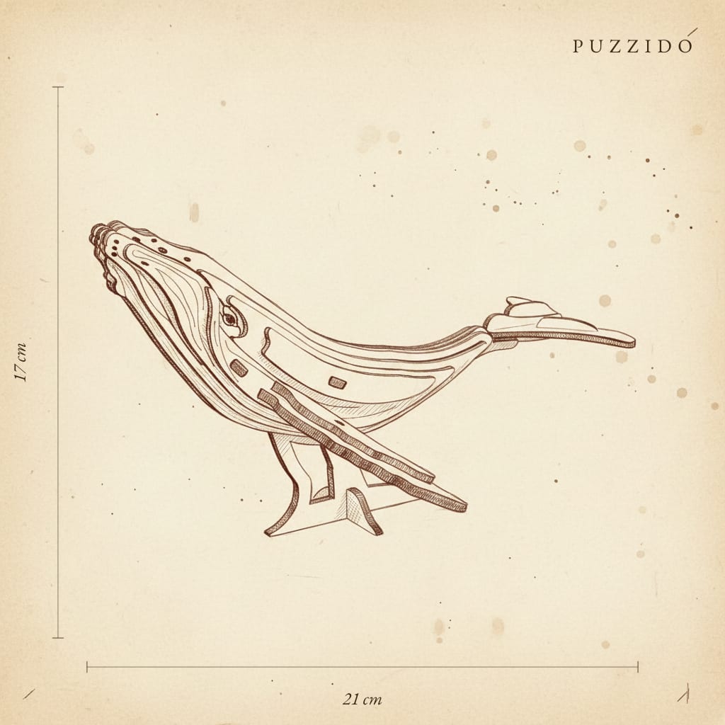 Puzzle 3D du Baleine, plan technique avec dimensions