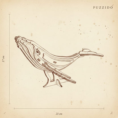 Puzzle 3D du Baleine, plan technique avec dimensions