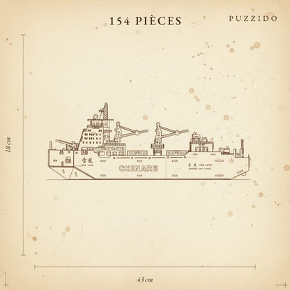 Puzzle 3D en Bois Bateau de Marchandise — plan technique.