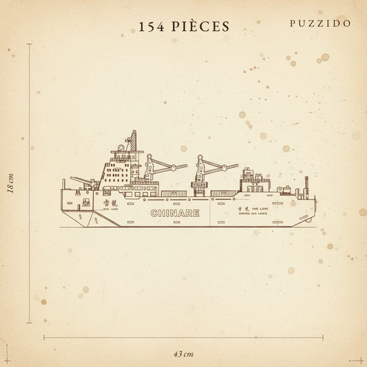 Puzzle 3D en Bois Bateau de Marchandise — plan technique.