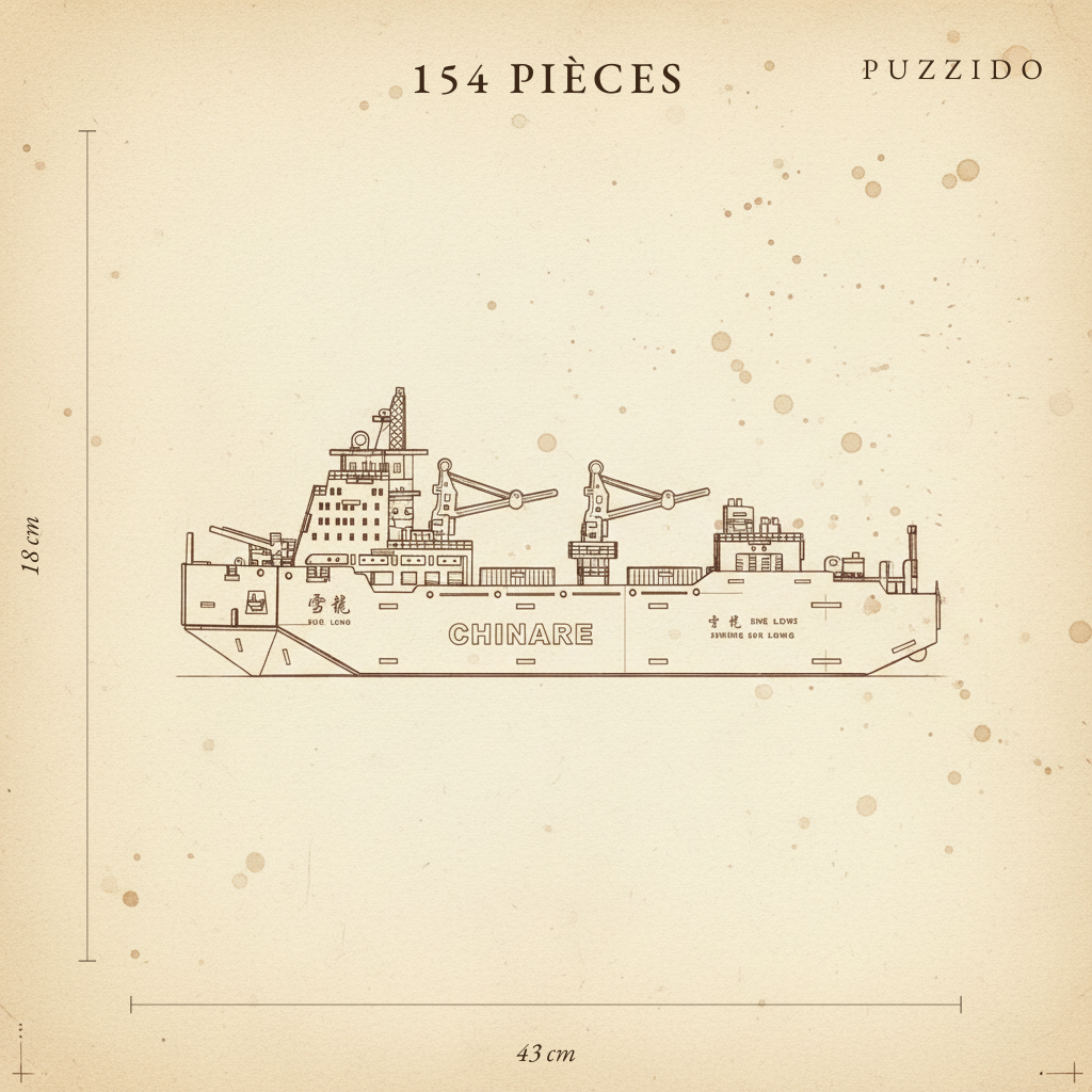 Puzzle 3D en Bois Bateau de Marchandise — plan technique.