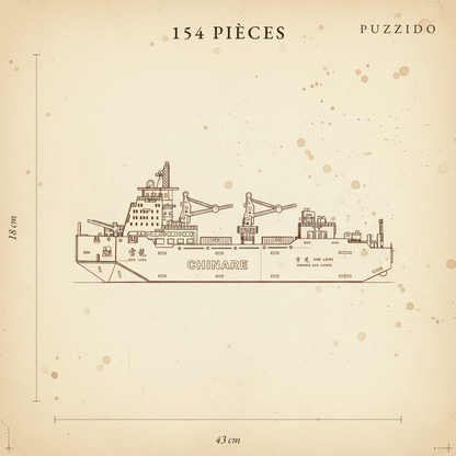 Puzzle 3D en Bois Bateau de Marchandise — plan technique.